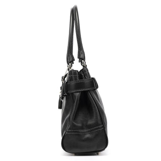 F08A70 Black Leather Hamptons Tote Bag