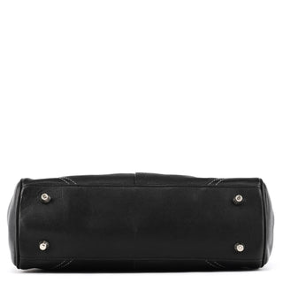 F08A70 Black Leather Hamptons Tote Bag