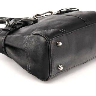 F08A70 Black Leather Hamptons Tote Bag