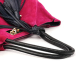 Pink Black Suede Leather Tassel Tote Bag