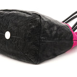 Pink Black Suede Leather Tassel Tote Bag