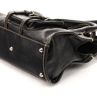 Black Leather Edith 2-Way Bag