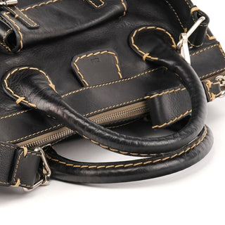 Black Leather Edith 2-Way Bag