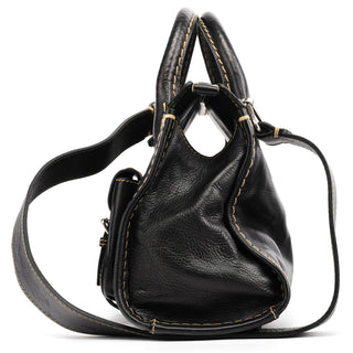 Black Leather Edith 2-Way Bag