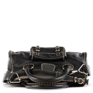 Black Leather Edith 2-Way Bag