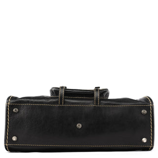 Black Leather Edith 2-Way Bag