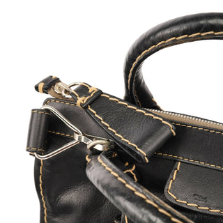 Black Leather Edith 2-Way Bag