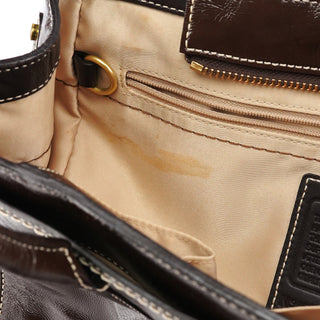 11788 Brown Patent Leather Turnlock Tote Bag