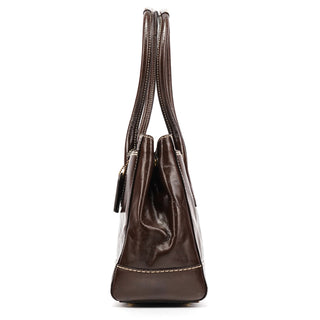11788 Brown Patent Leather Turnlock Tote Bag