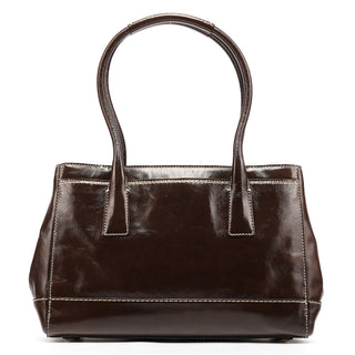 11788 Brown Patent Leather Turnlock Tote Bag