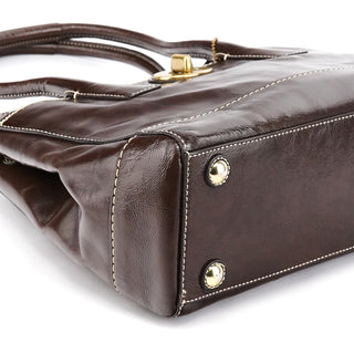 11788 Brown Patent Leather Turnlock Tote Bag