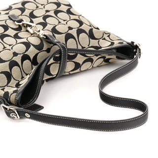 6845 Grey Black Signature Canvas Shoulder Bag