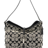 6845 Grey Black Signature Canvas Shoulder Bag