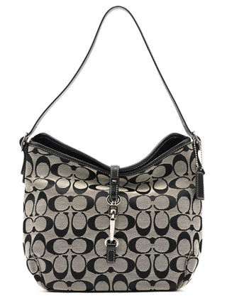 6845 Grey Black Signature Canvas Shoulder Bag