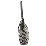 6845 Grey Black Signature Canvas Shoulder Bag