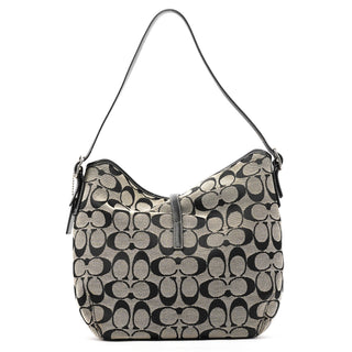 6845 Grey Black Signature Canvas Shoulder Bag
