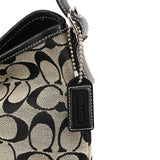 6845 Grey Black Signature Canvas Shoulder Bag