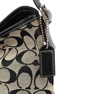 6845 Grey Black Signature Canvas Shoulder Bag