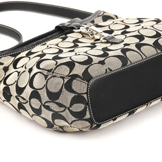 6845 Grey Black Signature Canvas Shoulder Bag