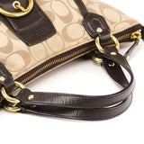 Sac deux portés Soho en toile Signature beige et marron