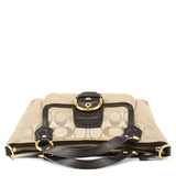 Sac deux portés Soho en toile Signature beige et marron