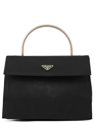 Black Tessuto Metal Nylon Top Handle Bag