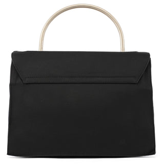Black Tessuto Metal Nylon Top Handle Bag