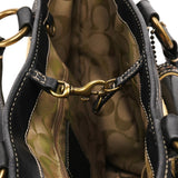 Beige Black Straw Leather Legacy Soho Tote Bag