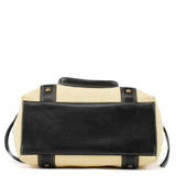 Beige Black Straw Leather Legacy Soho Tote Bag