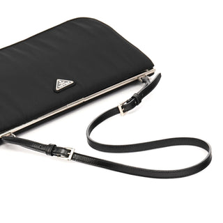 B6519 Black Tessuto Metal Nylon Clutch Shoulder Bag