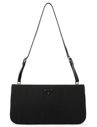 B6519 Black Tessuto Metal Nylon Clutch Shoulder Bag