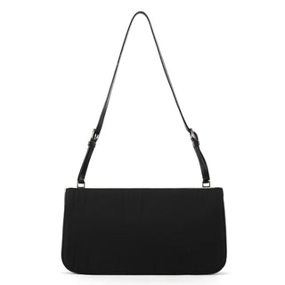 B6519 Black Tessuto Metal Nylon Clutch Shoulder Bag