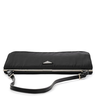 B6519 Black Tessuto Metal Nylon Clutch Shoulder Bag