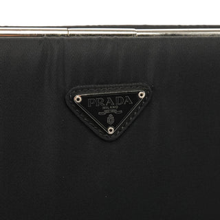 B6519 Black Tessuto Metal Nylon Clutch Shoulder Bag
