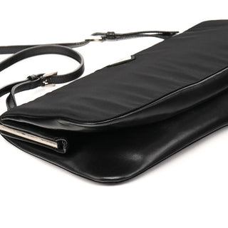 B6519 Black Tessuto Metal Nylon Clutch Shoulder Bag