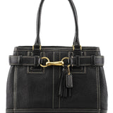 10214 Black Pebbled Leather Hamptons Tote Bag