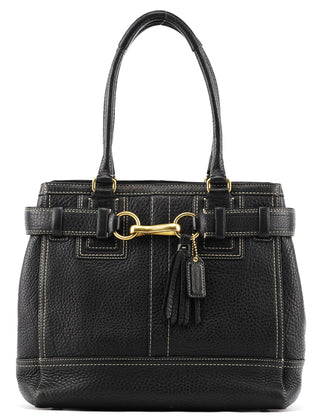 10214 Black Pebbled Leather Hamptons Tote Bag