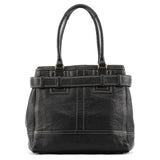 10214 Black Pebbled Leather Hamptons Tote Bag
