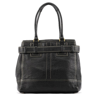 10214 Black Pebbled Leather Hamptons Tote Bag