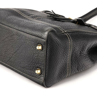 10214 Black Pebbled Leather Hamptons Tote Bag