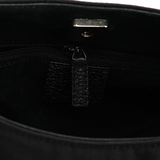 001 3739 Black Nylon Bamboo Shoulder Bag