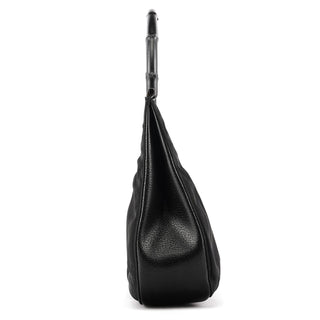 001 3739 Black Nylon Bamboo Shoulder Bag