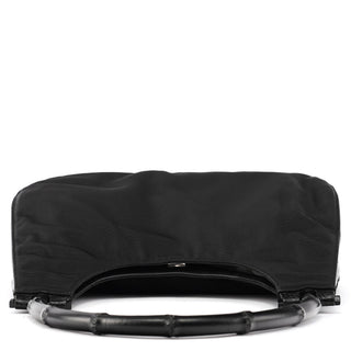 001 3739 Black Nylon Bamboo Shoulder Bag