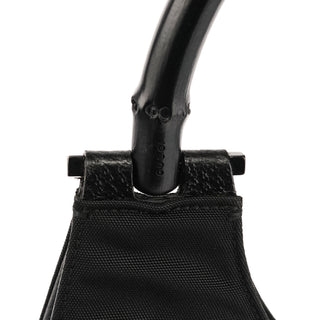 001 3739 Black Nylon Bamboo Shoulder Bag
