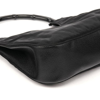001 3739 Black Nylon Bamboo Shoulder Bag