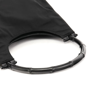 001 3739 Black Nylon Bamboo Shoulder Bag