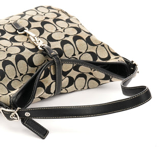 6845 Grey Black Signature Canvas Hobo Shoulder Bag