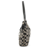 6845 Sac hobo en toile Signature grise et noire