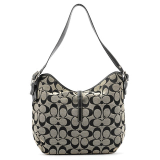 6845 Grey Black Signature Canvas Hobo Shoulder Bag