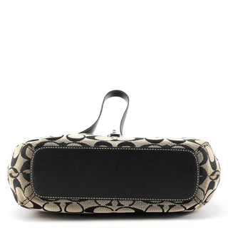 6845 Grey Black Signature Canvas Hobo Shoulder Bag